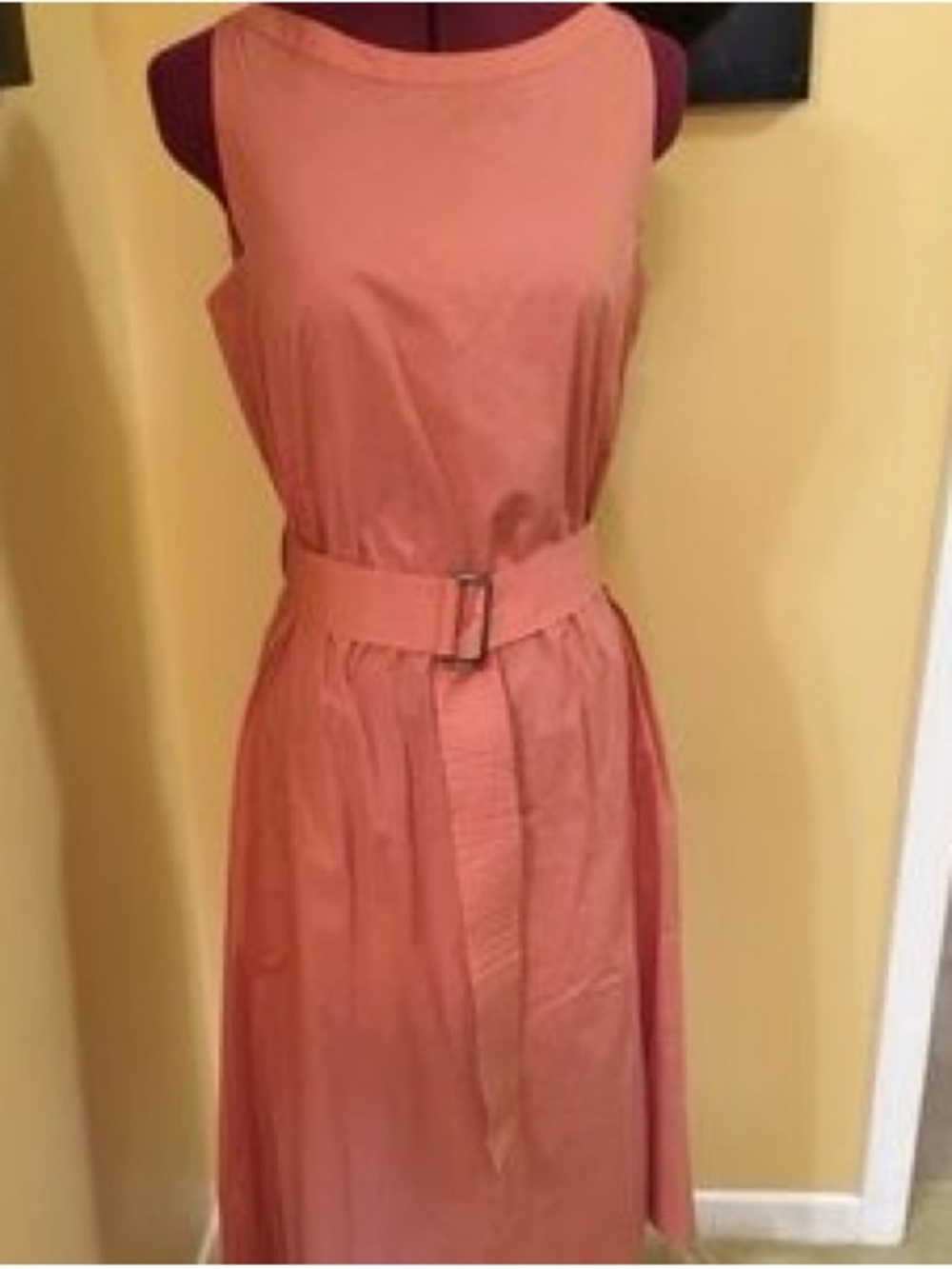 Ann Taylor Womens Sleeveless Belted Midi Dress in Dusty Rose
